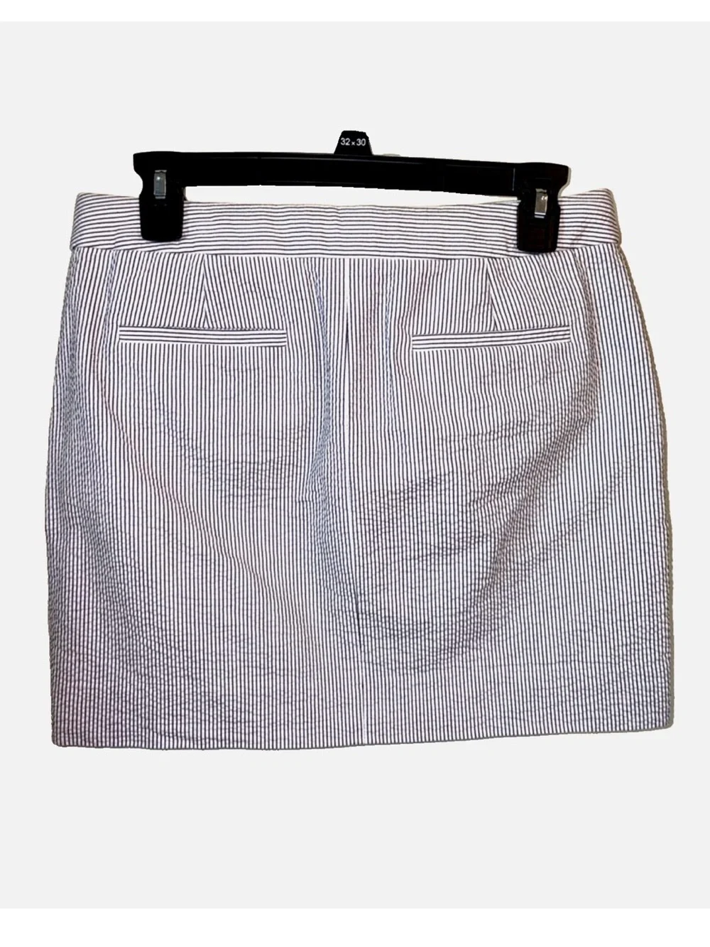 J.Crew Seersucker Nautical Mini Skirt Size 4 Black White Sailor Button